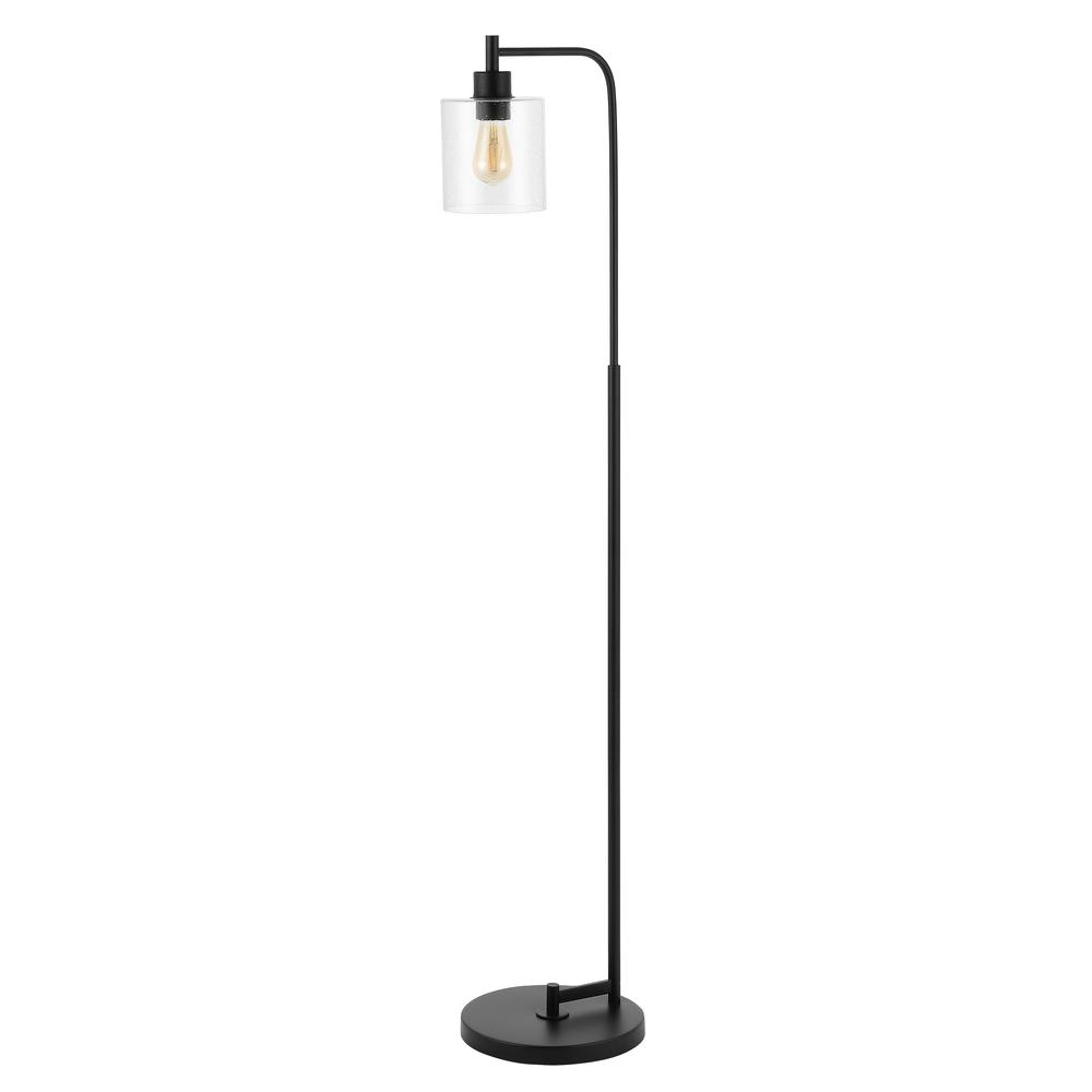 Axel Modern Iron/Seeded Glass Farmhouse Industrial Led Floor Lamp. Picture 2