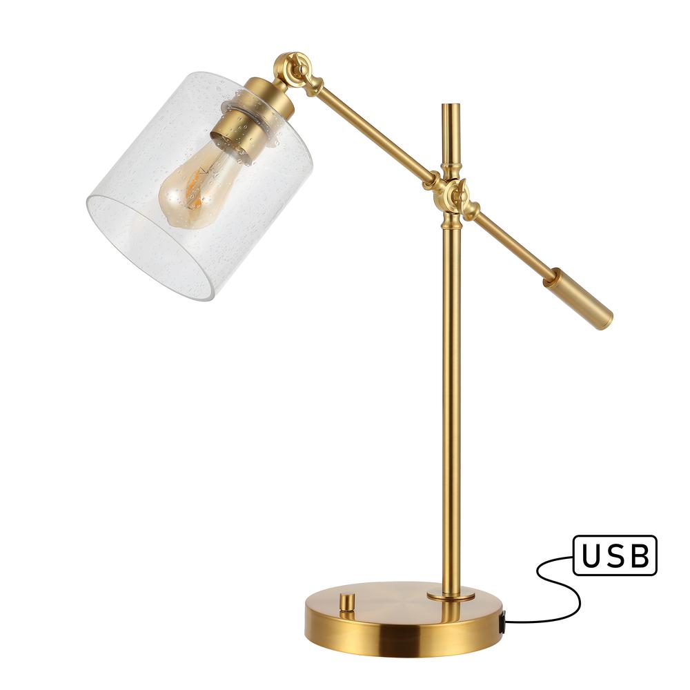Seeded Glass Adjustable Head Modern USB Charging LED Task Lamp. Picture 9
