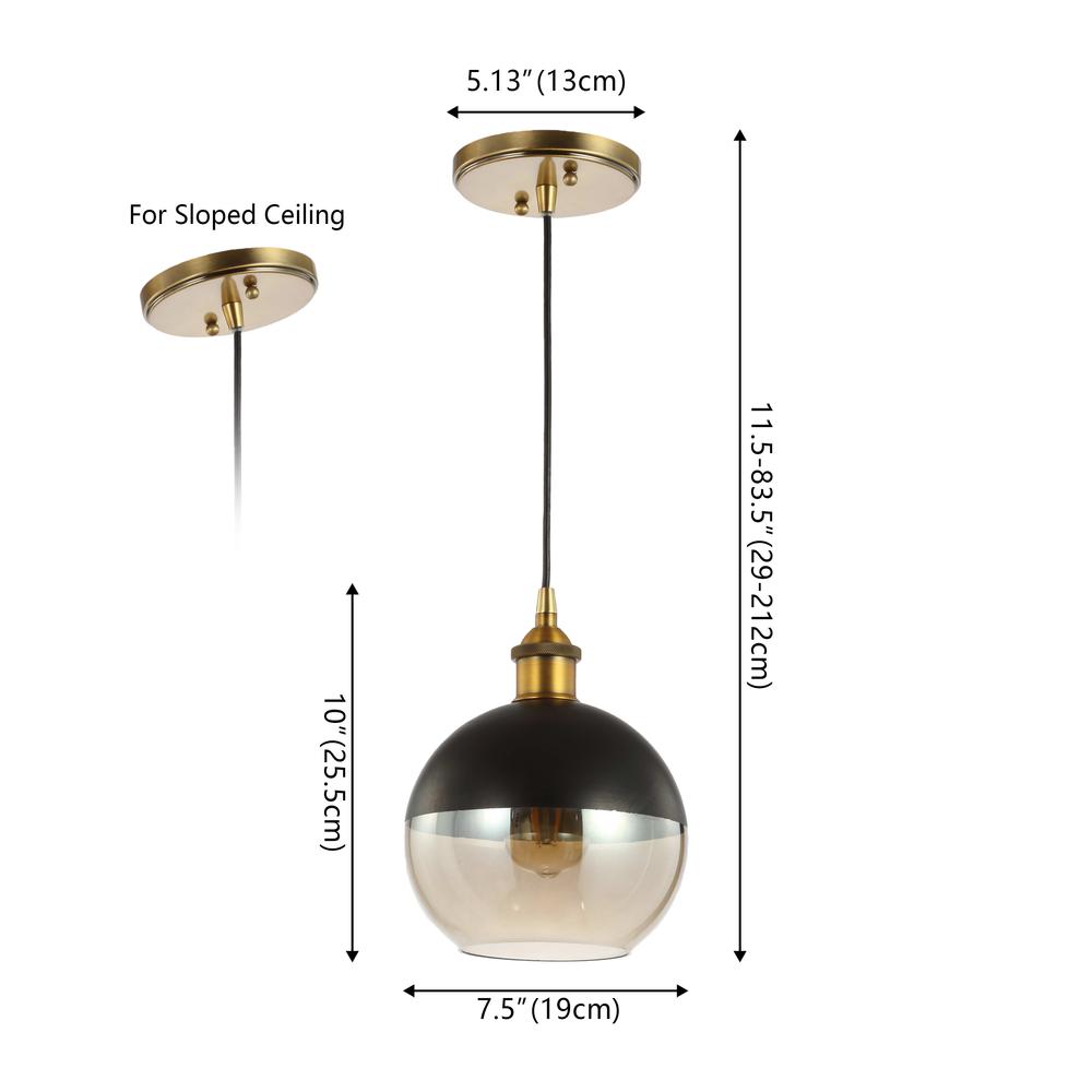 Nixon 1-Light Mid-Century Modern Metal/Glass Adjustable Drop Globe Led Pendants. Picture 2
