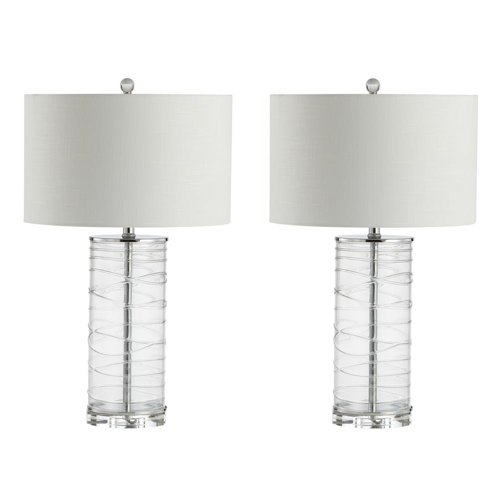 Cole Modern Fused Glass Cylinder LED Table Lamp (Set of 2). Picture 2