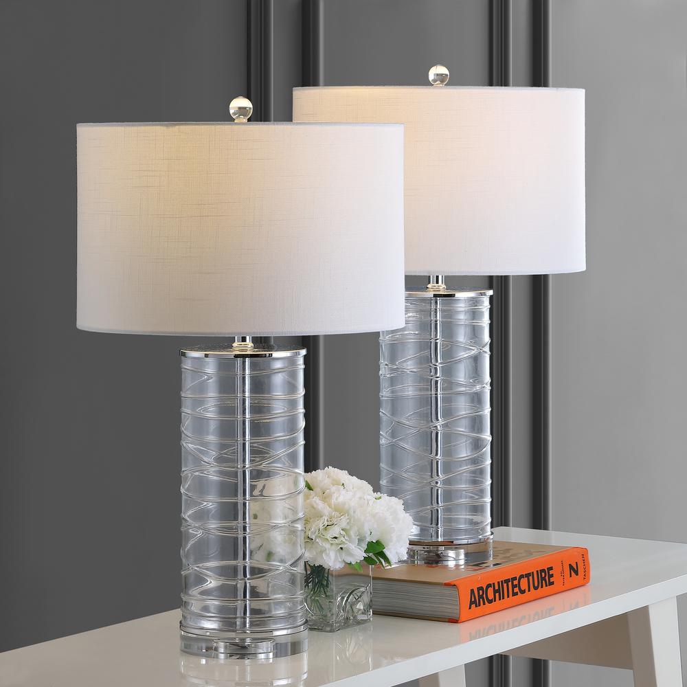 Cole Modern Fused Glass Cylinder LED Table Lamp (Set of 2). Picture 7