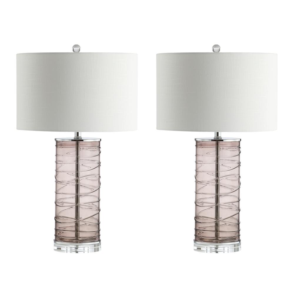 Cole Modern Fused Glass Cylinder LED Table Lamp (Set of 2). Picture 2