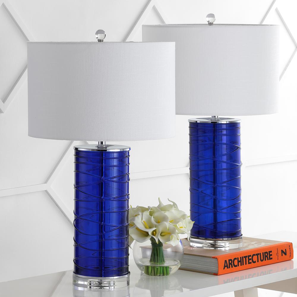 Cole Modern Fused Glass Cylinder LED Table Lamp (Set of 2). Picture 6