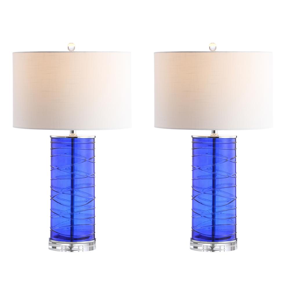 Cole Modern Fused Glass Cylinder LED Table Lamp (Set of 2). Picture 1