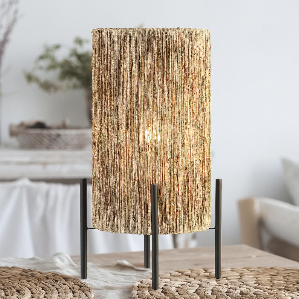 Kai Coastal Minimalist Rattan LED Table Lamp. Picture 8