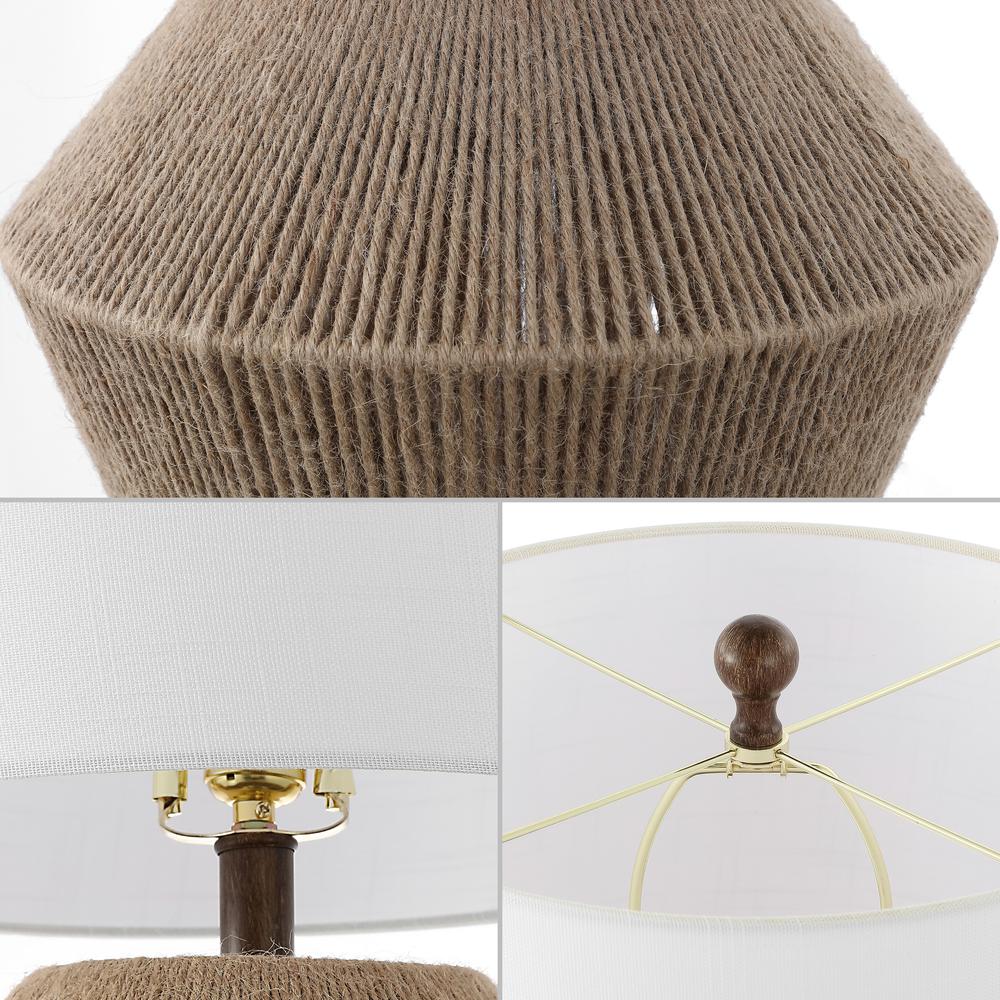 Theodore Rustic Farmhouse Handwoven Rattan/Resin Led Table Lamp. Picture 3