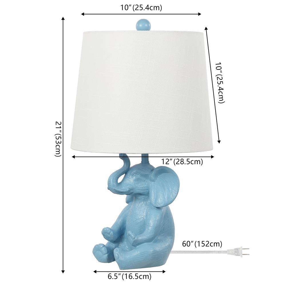 Kairi Modern Shabby Chic Resin/Iron Happy Elephant Led Kids' Table Lamp. Picture 6