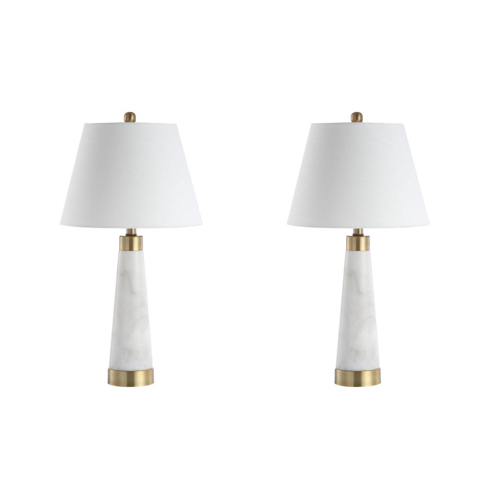 Travis Marbleiron Gold Modern Column LED Table Lamp (Set of 2). Picture 2