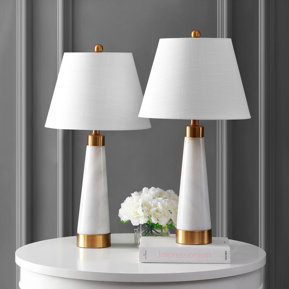 Travis Marbleiron Gold Modern Column LED Table Lamp (Set of 2). Picture 6