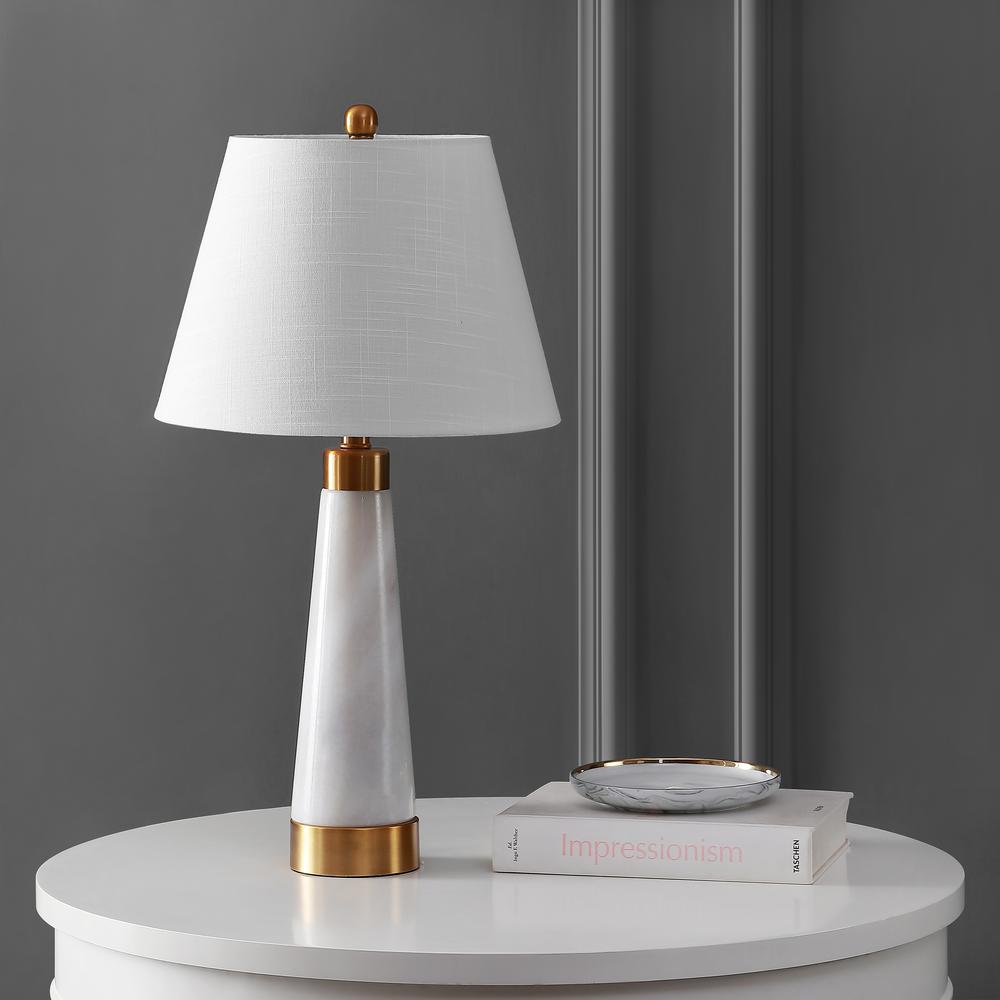 Travis Marbleiron Gold Modern Column LED Table Lamp (Set of 2). Picture 8