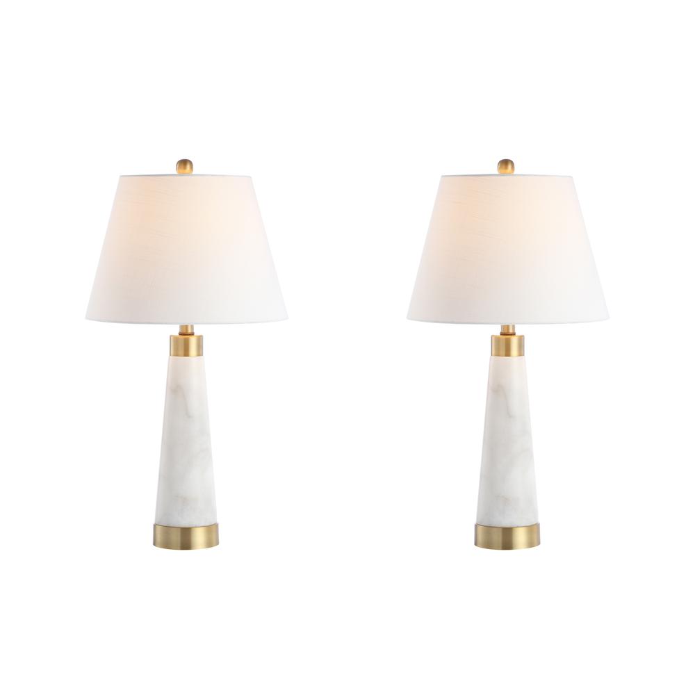 Travis Marbleiron Gold Modern Column LED Table Lamp (Set of 2). Picture 1