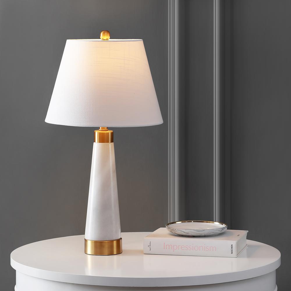 Travis Marbleiron Gold Modern Column LED Table Lamp (Set of 2). Picture 7