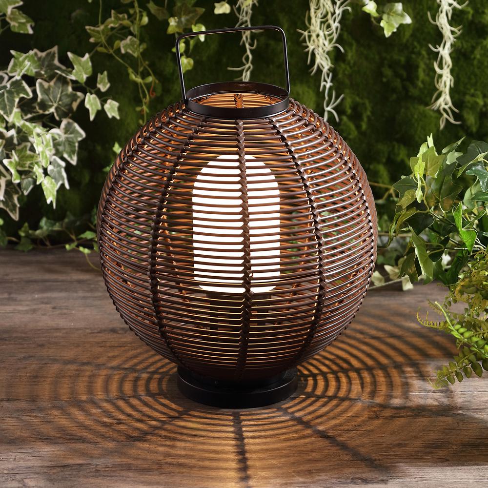 Jigu Outdoor Woven Globe Asian LED Lantern. Picture 5