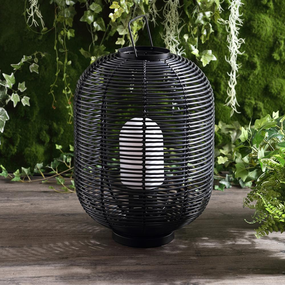 Kandella Outdoor Woven Oval Asian Led Lantern. Picture 6