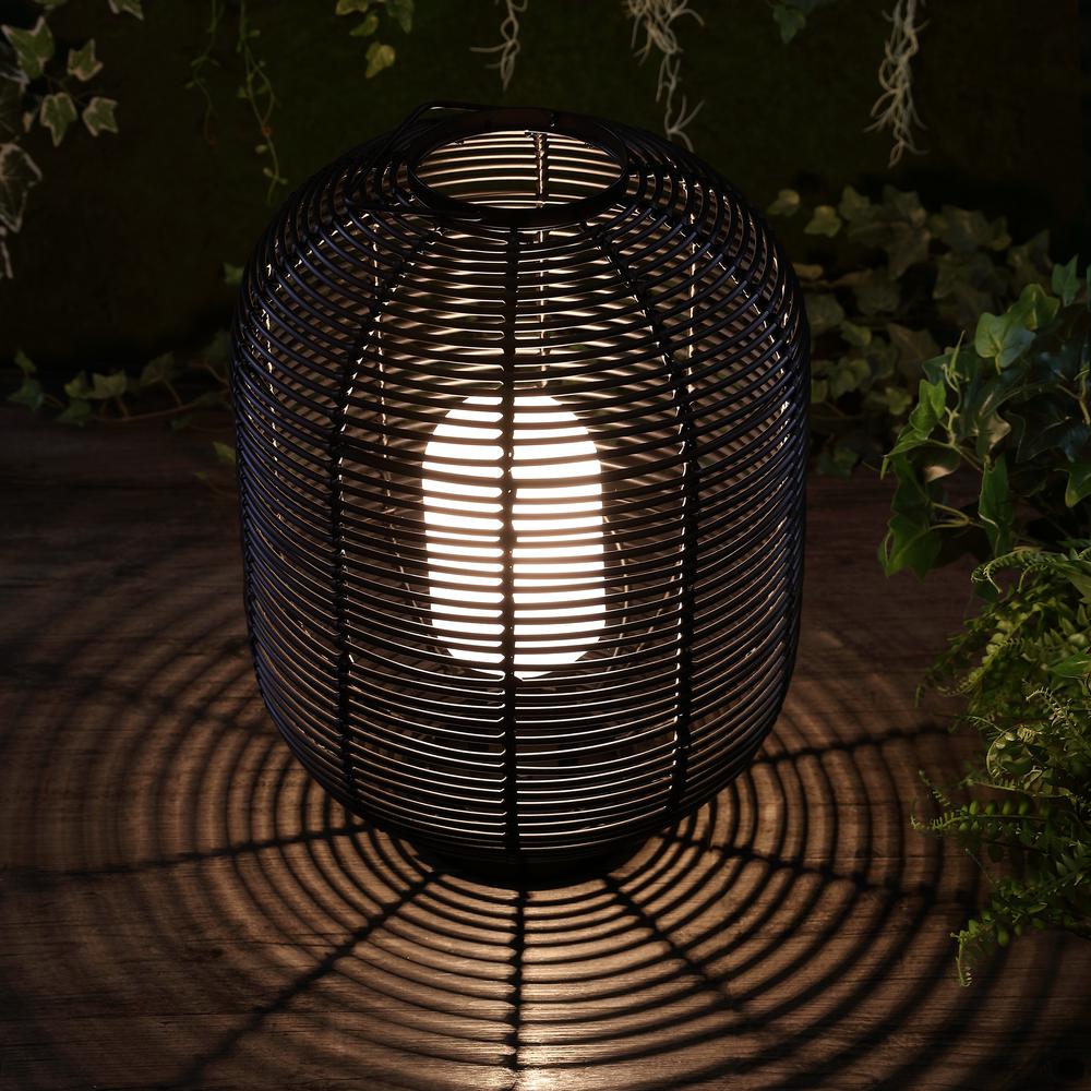 Kandella Outdoor Woven Oval Asian LED Lantern. Picture 7