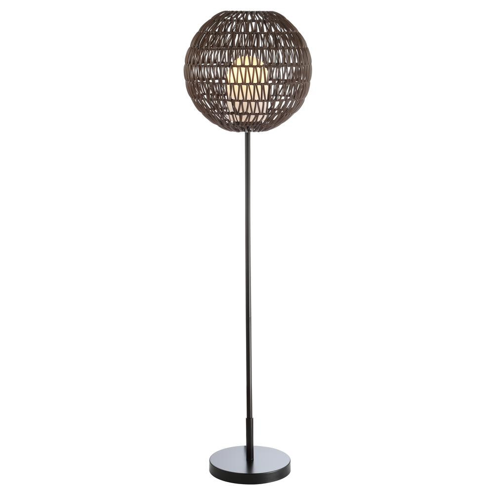 Bea Outdoor Woven Globe LED Floor Lamp. Picture 1