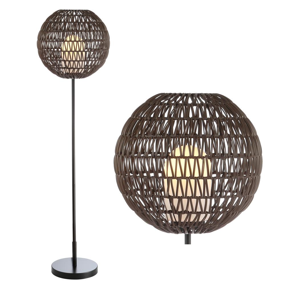 Bea Outdoor Woven Globe LED Floor Lamp. Picture 7