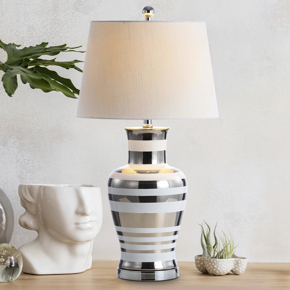 Zilar Striped Ceramiciron Classic Modern Led Table Lamp. Picture 8