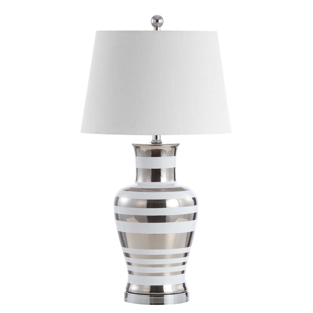 Zilar Striped Ceramiciron Classic Modern LED Table Lamp. Picture 2