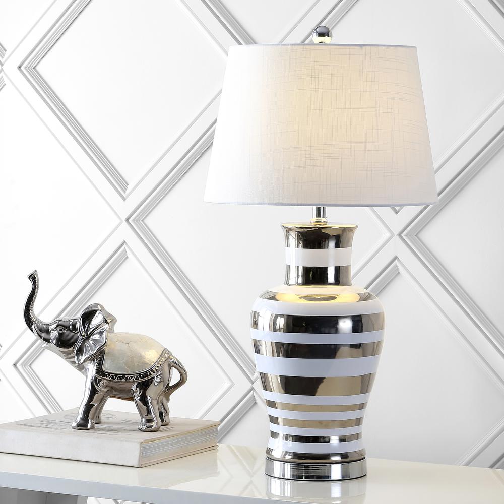 Zilar Striped Ceramiciron Classic Modern Led Table Lamp. Picture 5