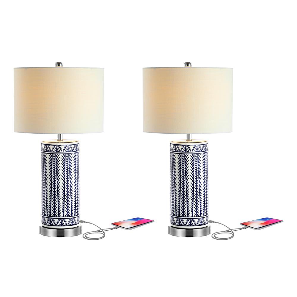 Sulka Ceramiciron Contemporary USB Charging LED Table Lamp (Set of 2). Picture 1