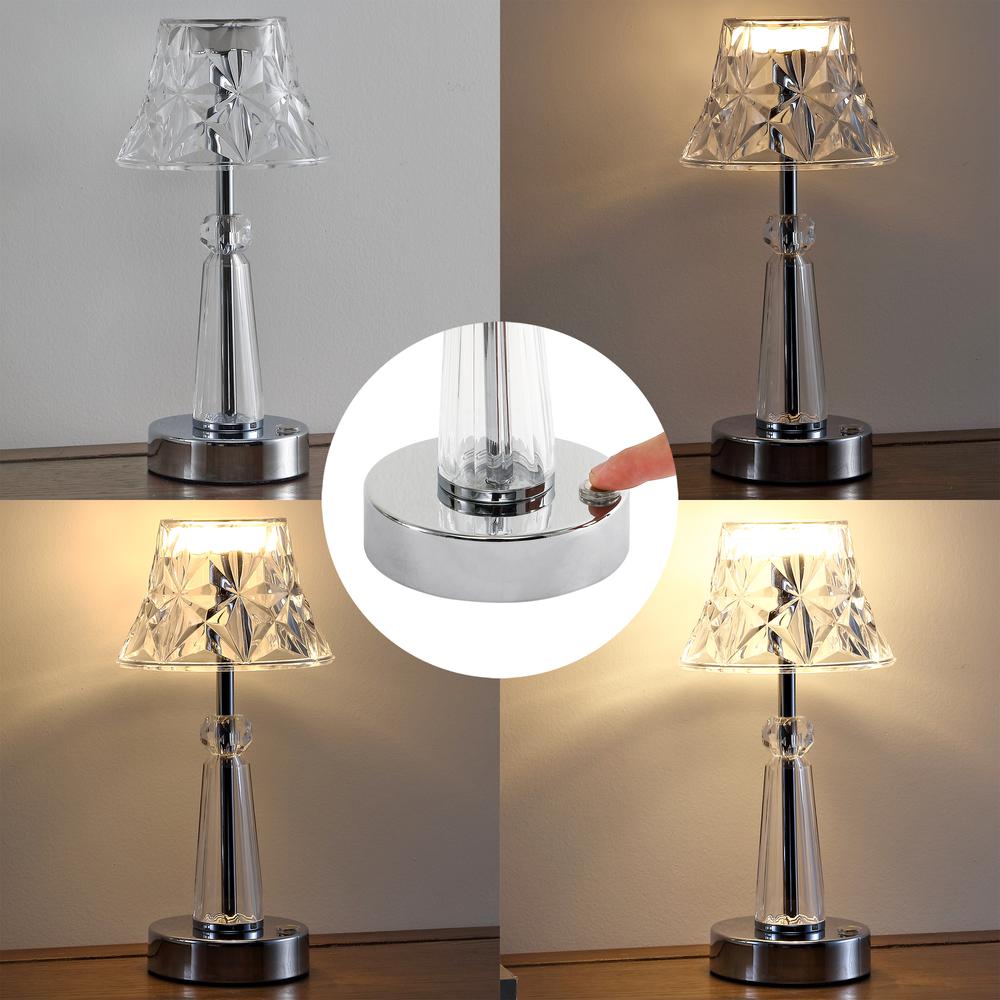 Madelyn Bohemian Classic Acrylic Rechargeable Integrated LED Table Lamp. Picture 4