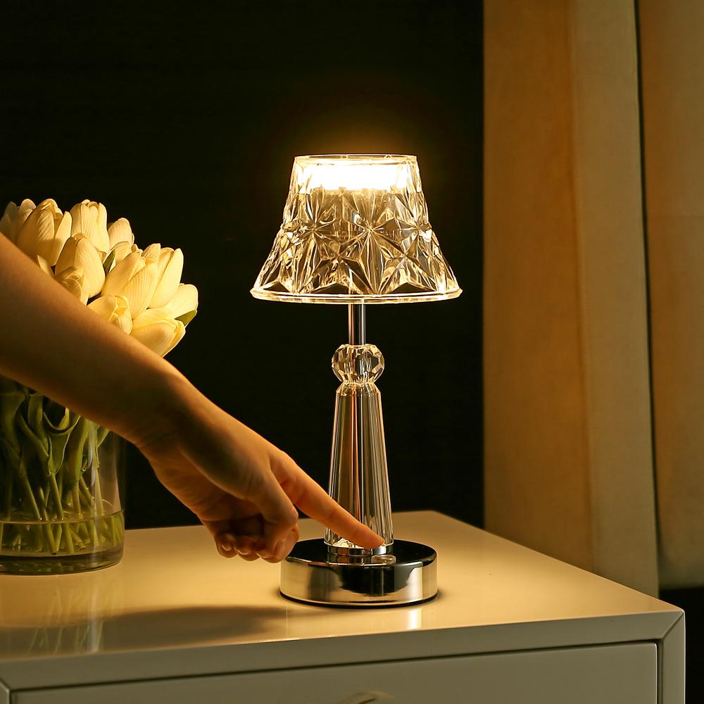 Madelyn Bohemian Classic Acrylic Rechargeable Integrated LED Table Lamp. Picture 8