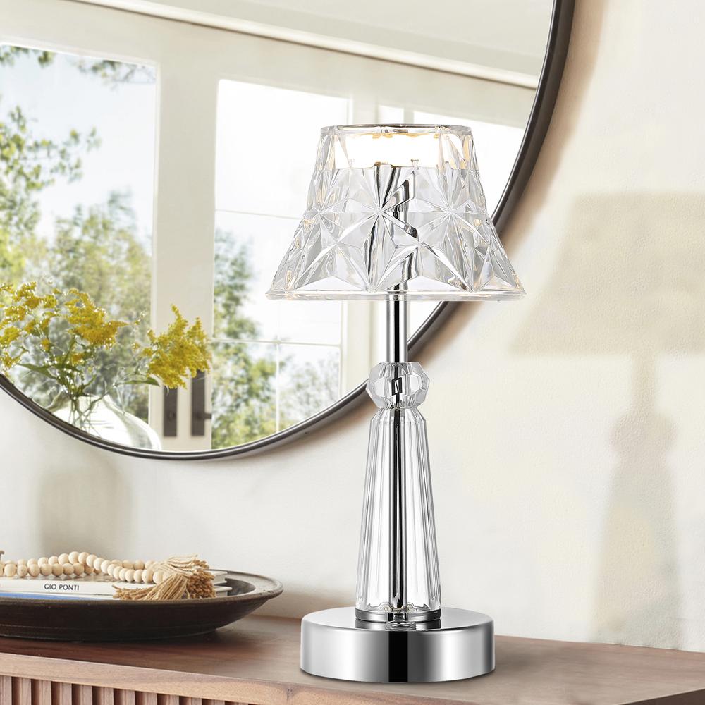 Madelyn Bohemian Classic Acrylic Rechargeable Integrated LED Table Lamp. Picture 9