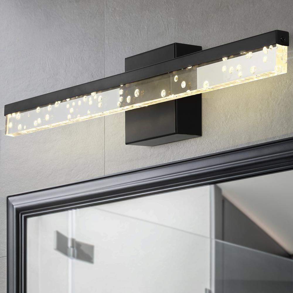 Mario Modern Contemporary Iron/Seeded Acrylic Integrated LED Vanity Light. Picture 9