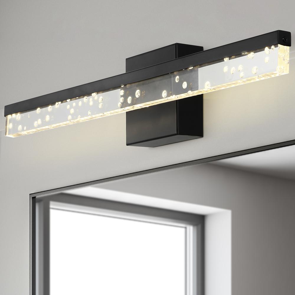 Mario Modern Contemporary Iron/Seeded Acrylic Integrated LED Vanity Light. Picture 12