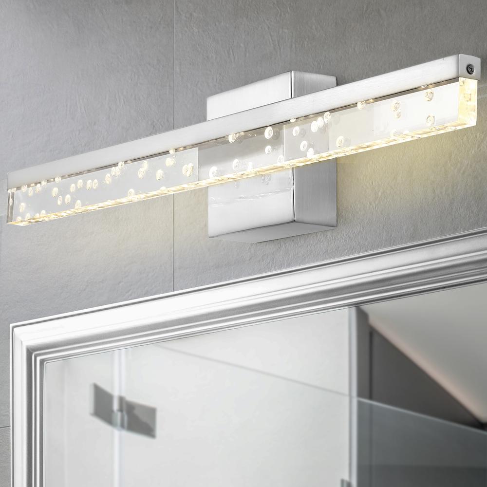 Mario Modern Contemporary Iron/Seeded Acrylic Integrated LED Vanity Light. Picture 9