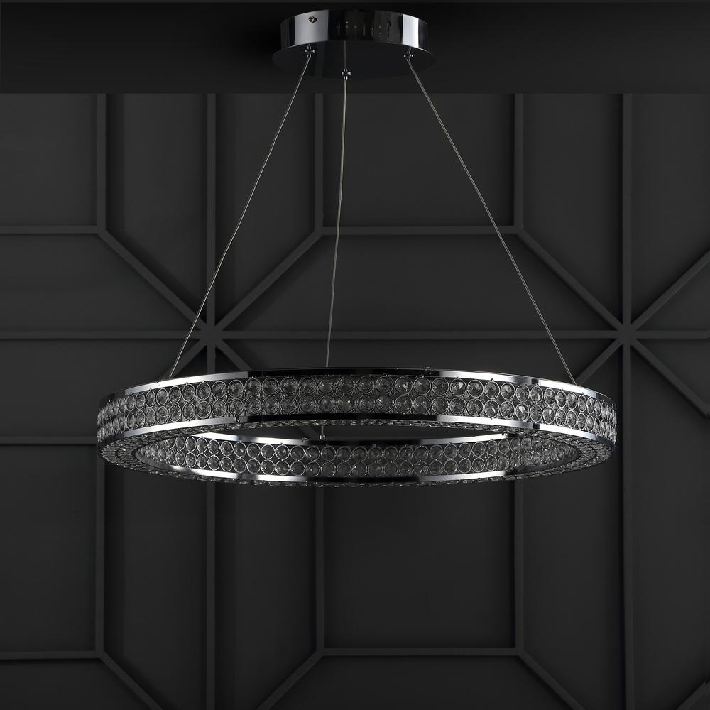 Benton Round Integrated LED Crystal/Metal Pendant. Picture 8