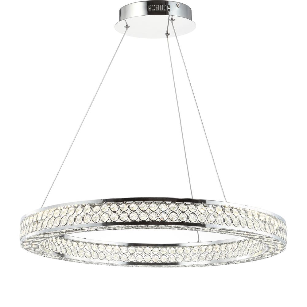Benton Round Integrated LED Crystal/Metal Pendant. Picture 1