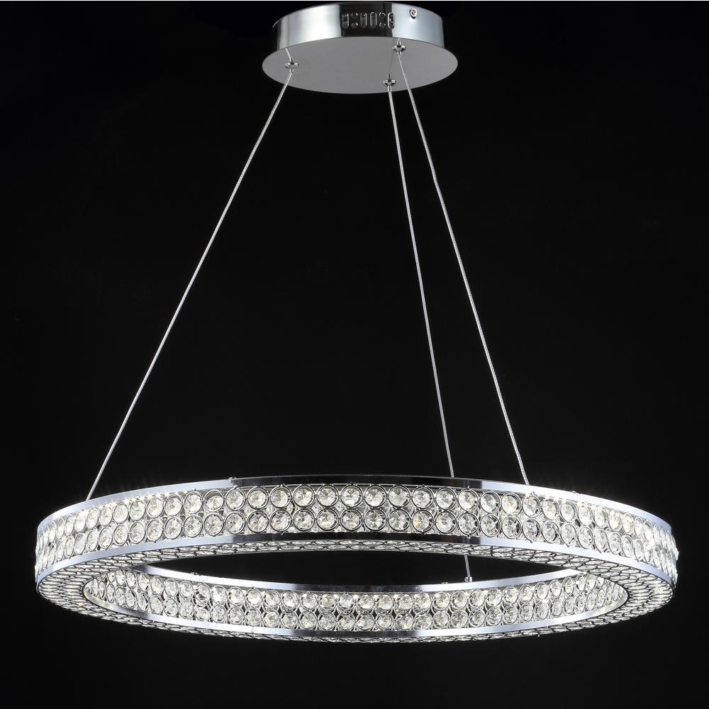 Benton Round Integrated LED Crystal/Metal Pendant. Picture 3