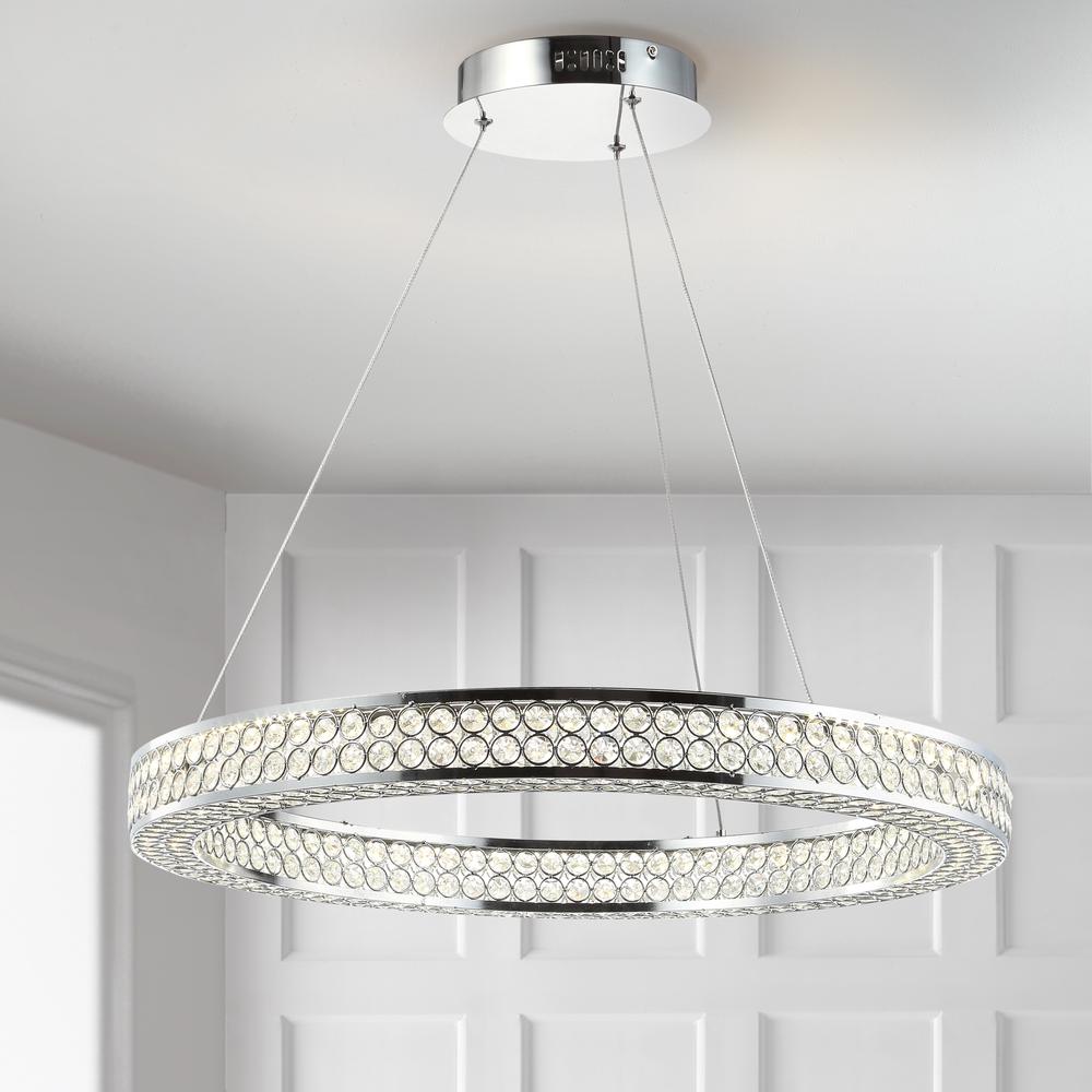 Benton Round Integrated LED Crystal/Metal Pendant. Picture 9