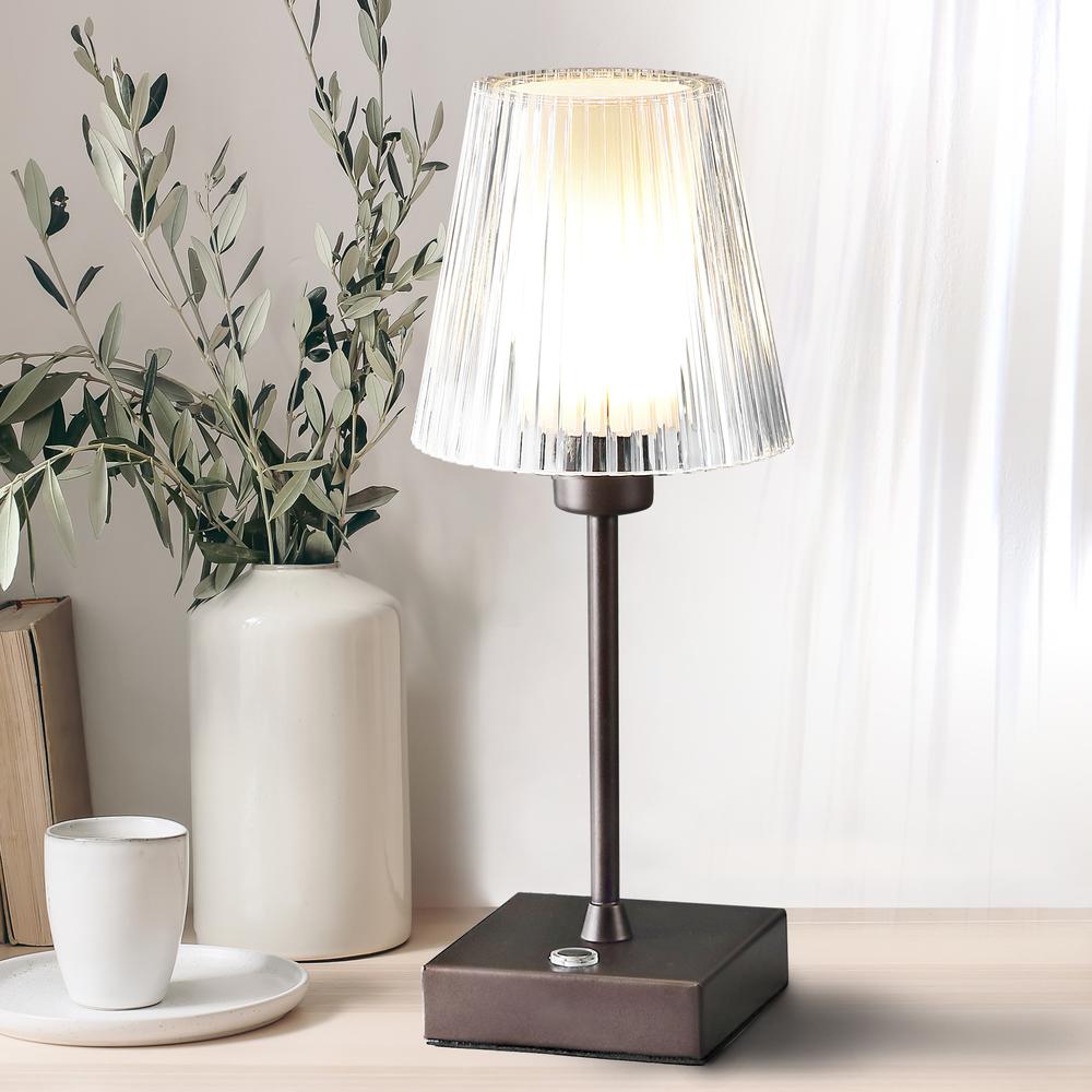 Rechargeablecordless Iron/Acrylic Integrated LED Table Lamp with Ribbed S. Picture 7