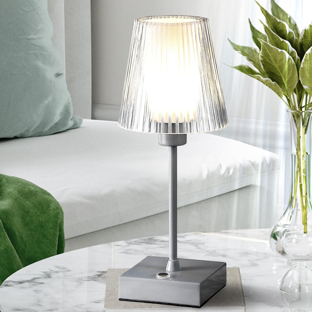 Rechargeablecordless Iron/Acrylic Integrated LED Table Lamp with Ribbed S. Picture 7