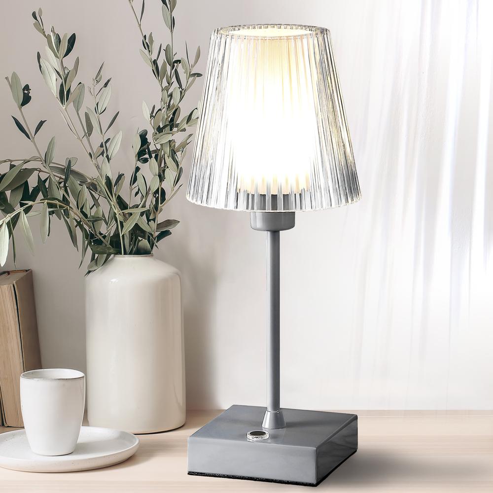 Rechargeablecordless Iron/Acrylic Integrated LED Table Lamp with Ribbed S. Picture 8