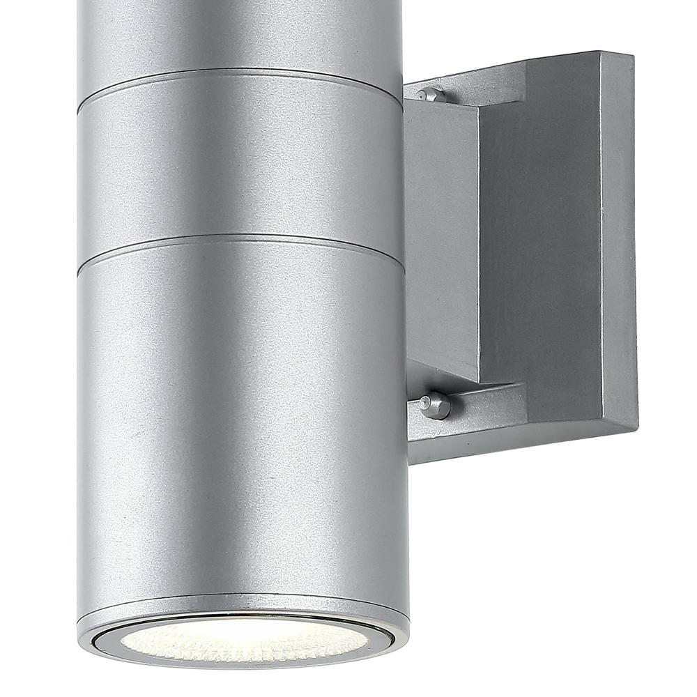 Duo Modern Midcentury Cylinder Outdoor Metal/Glass Integrated LED Wall Sconce. Picture 2