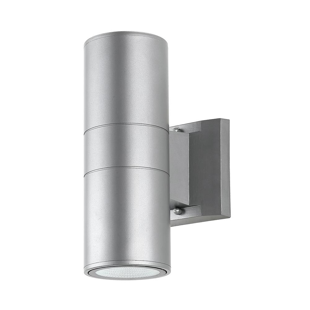 Duo Modern Midcentury Cylinder Outdoor Metal/Glass Integrated LED Wall Sconce. Picture 1