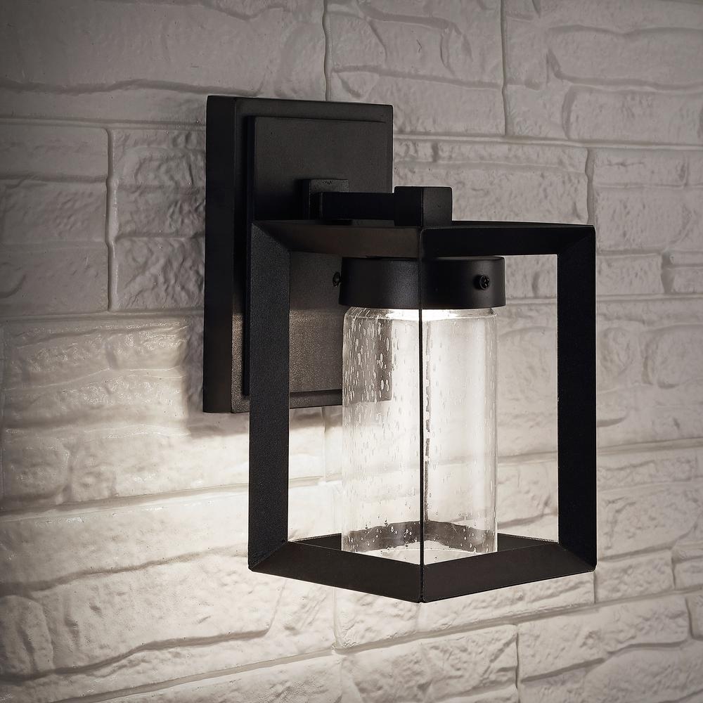 Nate Outdoor Modern Cube Bubble Glassmetal Integrated LED Wall Sconce. Picture 5