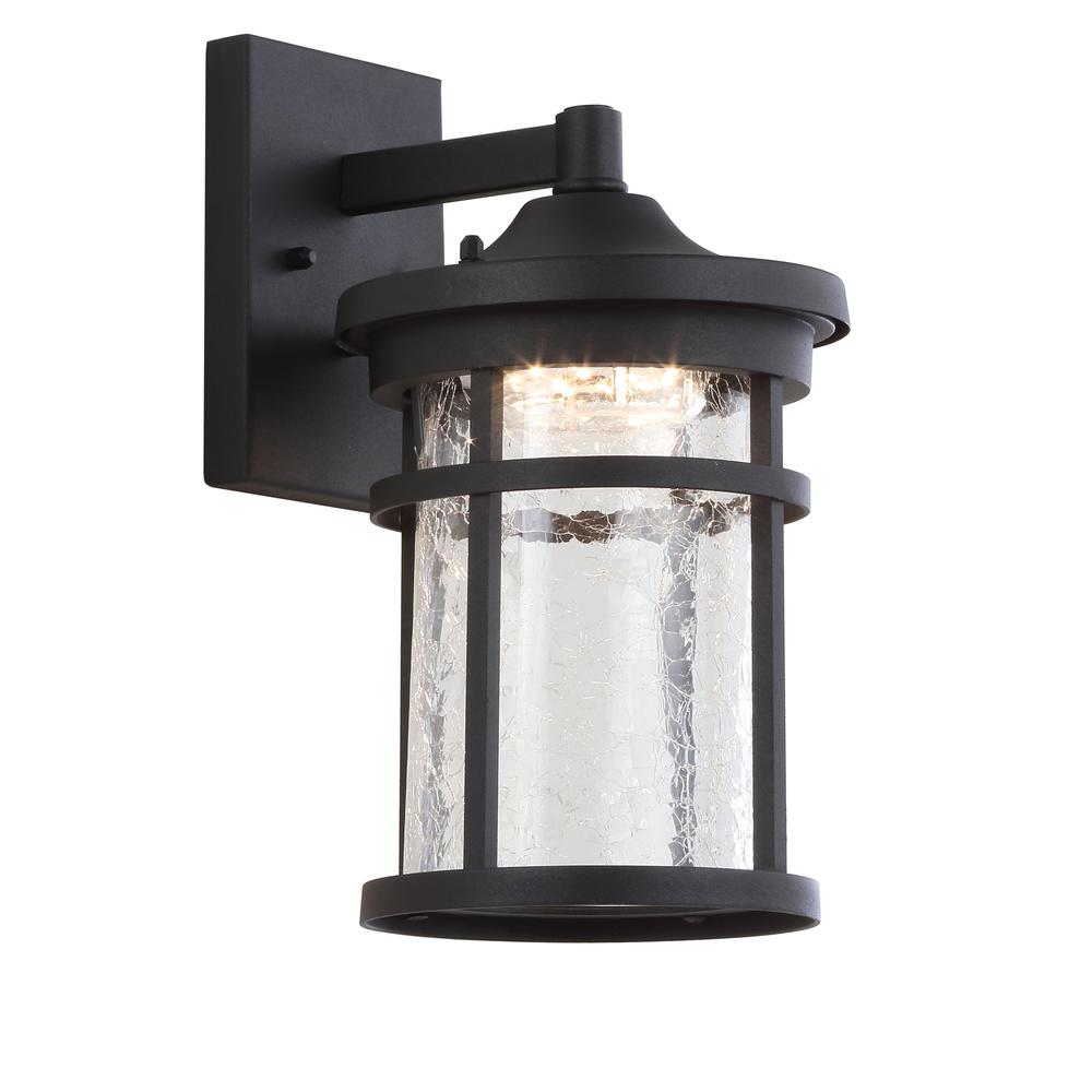 Campo Outdoor Wall Lantern Crackled Glassmetal Integrated LED Wall Sconce. Picture 1
