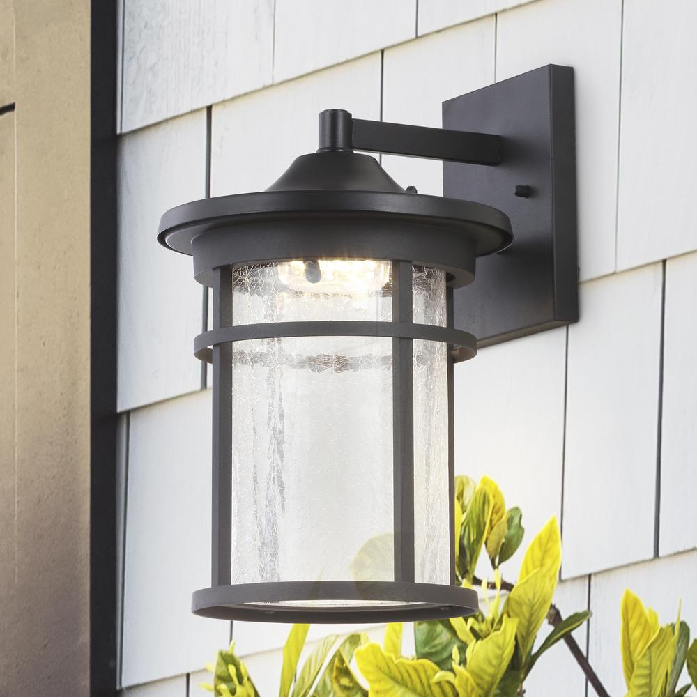Campo Outdoor Wall Lantern Crackled Glassmetal Integrated LED Wall Sconce. Picture 6