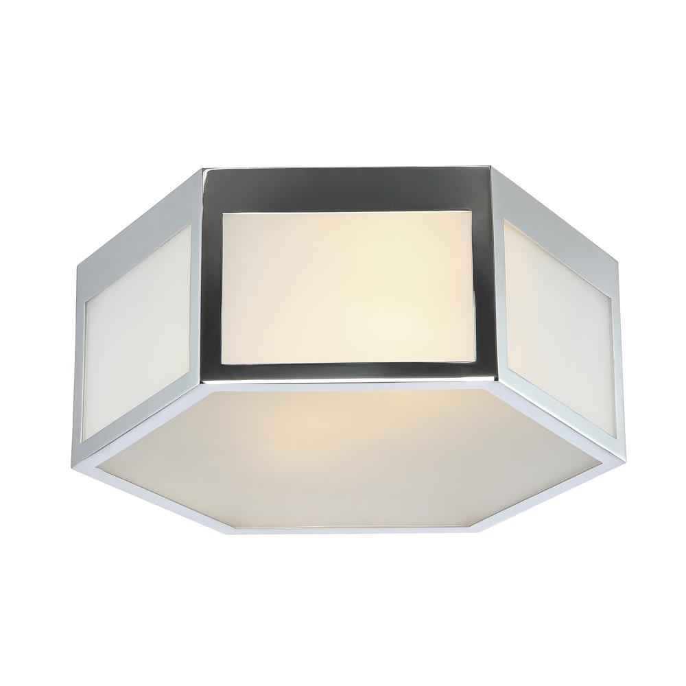 Minimo Hexagon Metalfrosted Glass LED Flush Mount. Picture 1
