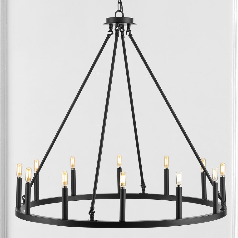 Oberto Ring Iron Rustic Farmhouse LED Chandelier. Picture 8