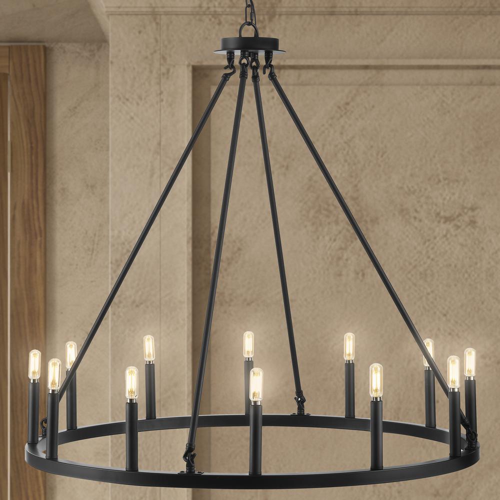 Oberto Ring Iron Rustic Farmhouse LED Chandelier. Picture 9