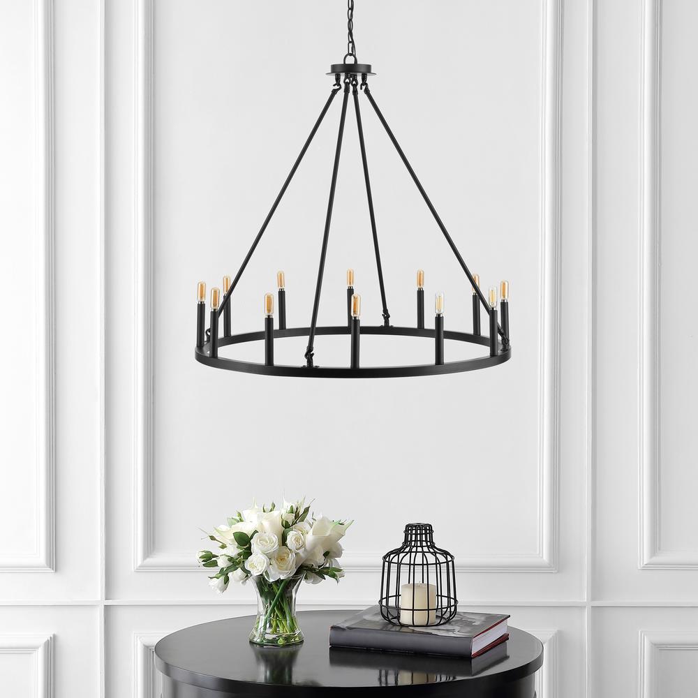 Oberto Ring Iron Rustic Farmhouse LED Chandelier. Picture 6