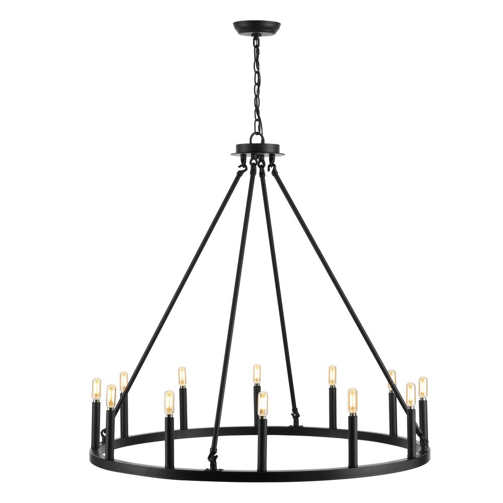 Oberto Ring Iron Rustic Farmhouse LED Chandelier. Picture 1