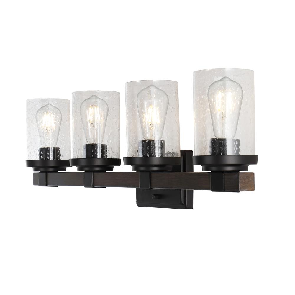 Bungalow Iron/Seeded Glass Rustic Farmhouse LED Vanity Light. Picture 6