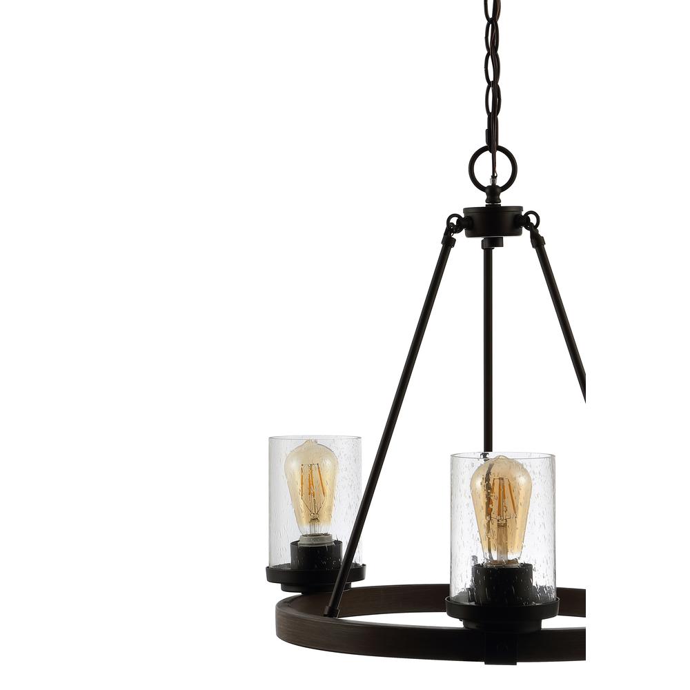 Coronet 3-Light Iron/Seeded Glass Rustic Farmhouse Led Chandelier. Picture 3